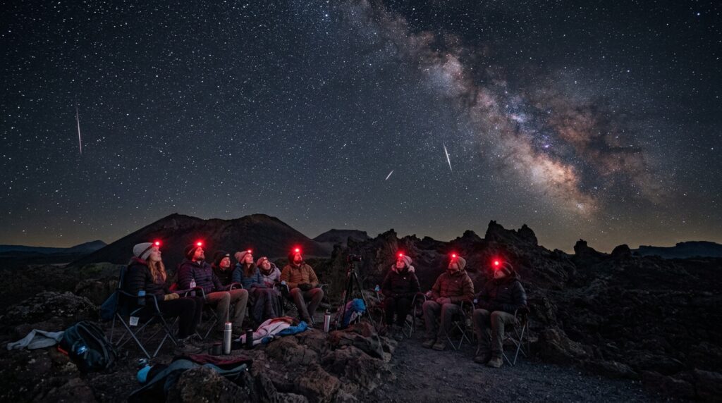 Stargazers watching the Perseids at Lava Beds National Monument